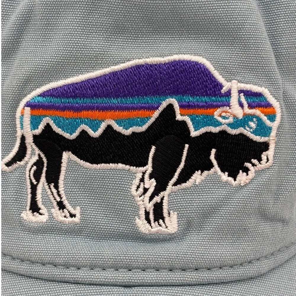 PATAGONIA Fitz Roy Bison‎ Trucker Hat Cap Blue 6-Panel Adjustable Organic Cotton